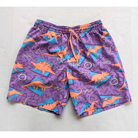 Chubbies Swim Trunks Mens Medium Retro Dinosaur Print Purple 7" Line Pockets - Picture 1 of 7